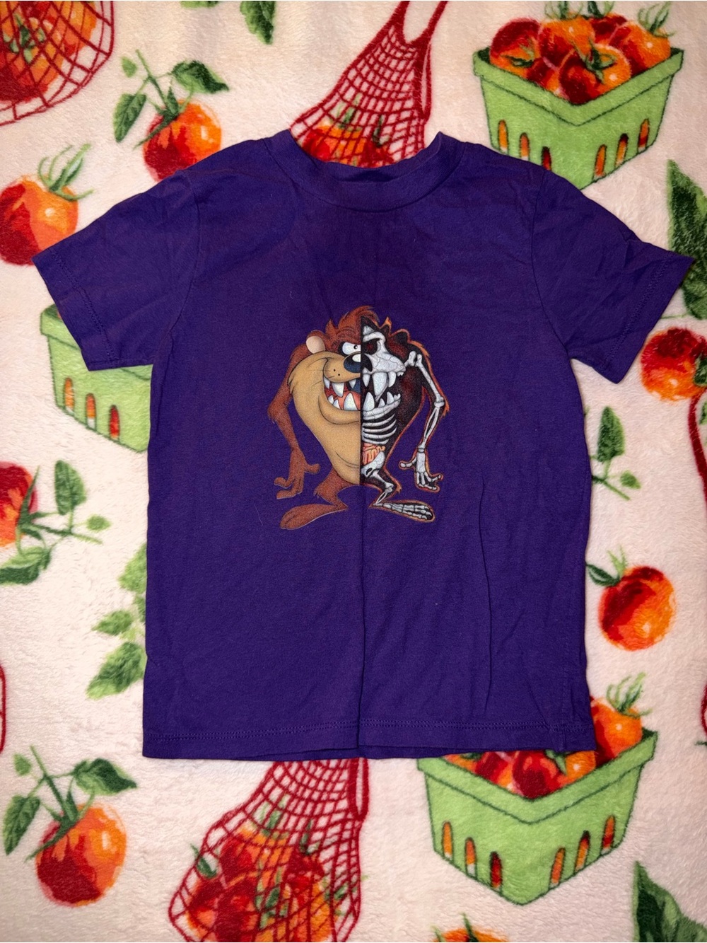 Looney Tunes Taz Half Skeleton T-Shirt Toddler Kids 4t Dark Purple Unisex
